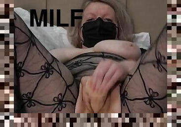 A curvy milf in a sexy costume fucks with a dildo. Big ass, hairy pussy, big tits of a mature bbw will not leave anyone indifferent