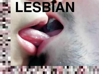 lesbisk, fransk, kyssar, fetisch, vild