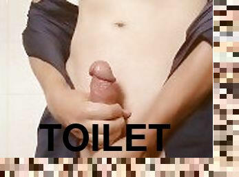 Twink in Toilet masturbates and cums