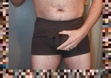 Desperate morning pee in underwear