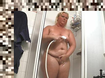 masturbation, bbw, knubbig, blond, ensam, retande