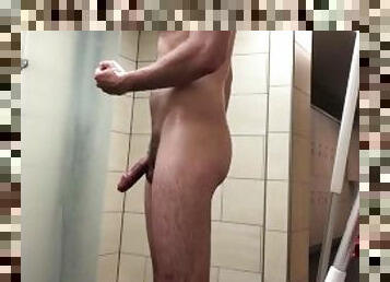 Pissing in the locker room showers