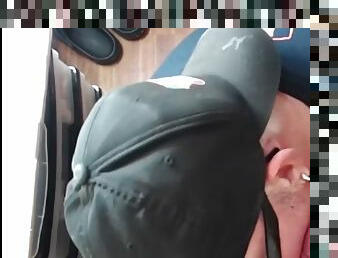 Gloryhole POV DILF sucks cock in close up homemade blowjob scene