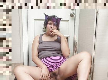 Cute Catgirl Gets Naughty On Smoke Break