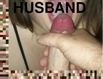 Bbw sucks husbands cock