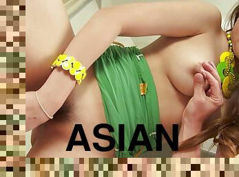 asiatisk, behåret, fisse-pussy, kæmpestor-pik, synsvinkel, thailænder, sød, brunette