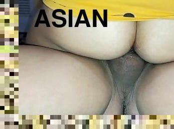 asiatisk, amatör, brudar, cumshot, tonåring, creampie