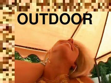 Rough anal sex outdoors with a smoking hot blonde