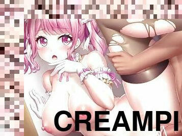pink haired girl creampied