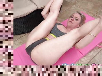Big tits MILF Dee Williams strips at yoga and gets fingered