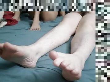Girlfriend Pinkmoonlust Show Feet Soles Bottoms of White feet Bends over Small fart Hairy girl feet