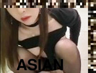 asien, strumpfhosen, pissen, öffentliche, transsexueller, beule-schuss, junge, ladyboy, wc, asien-junge