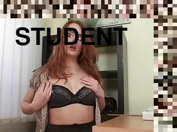 Im hunting for my pussy - red-haired student with glasses Denisa Heaven masturbates