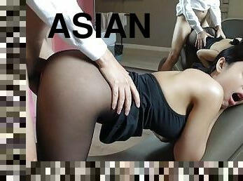 Cute Asian Gets Rough Doggystyle In Sexy Pantyhose (Full) - Xreindeers