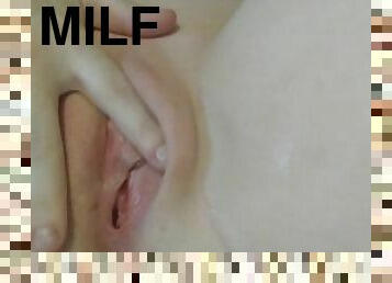 Milf soft and slow touches pussy, rubbing wet pussy and Moaning