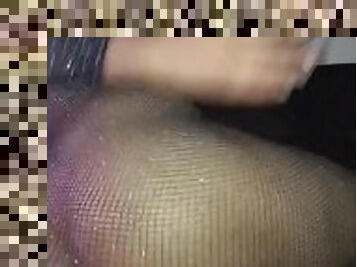 Thick tranny in fishnets