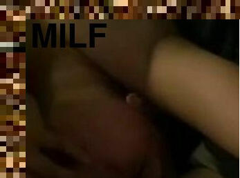 Slutty milf swallows my balls