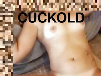Cuckold husband brings friend to fuck wife and they cum on my ass and leave me full of cum