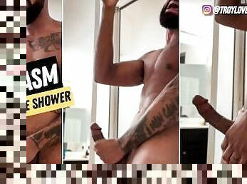 mandi, mastubasi, orgasme, hitam, sentakkan, mandi-shower, seorang-diri