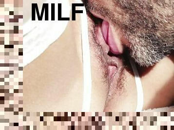 orgasme, fisse-pussy, amatør, milf, par, strømper, synsvinkel, fetish