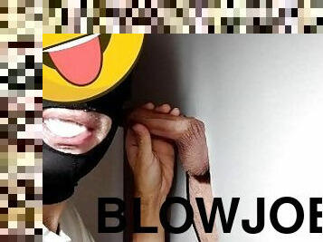 amatør, blowjob, svelging, gloryhole, første-gang, cum