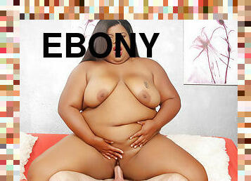 Ebony plumper takes fat white cock