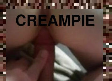 amatör, tonåring, creampie, ritt, brunett, kuk