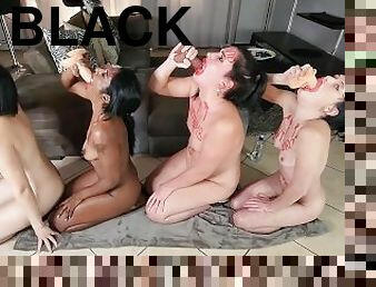4 stupid sluts working out and getting their throats ready to gag on cock  workout naked  toys