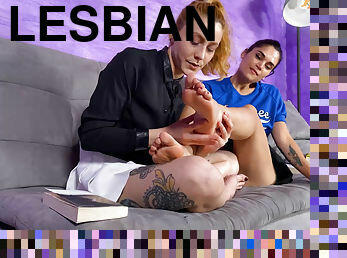 rajstopy, lesbijskie, masaż, stopy, całowanie, fetysz, brunetka
