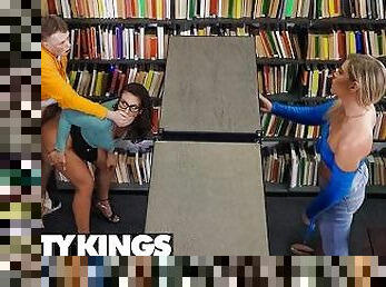 REALITY KINGS - Hot Librarian Mandy Waters Fucks Jimmy Michaels While His GF Is Reading A Book