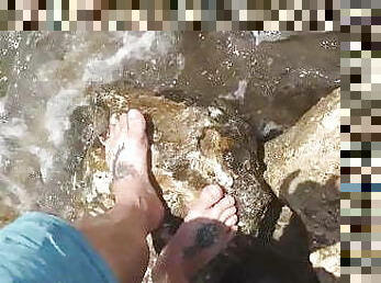 en-plein-air, amateur, gay, cam, plage, voyeur, pieds, américaine