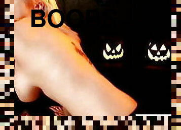 storatuttar, brudar, sprut, blond, knullande, dildo, tuttar, vit, halloween