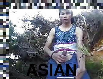 asiatisk, onani, udendørs, mager, amatør, bøsse, strand, webcam, twink