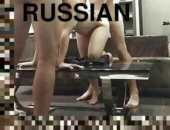 russisk, kone, trekant, brutal