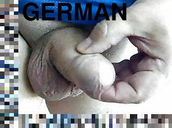 Finger in Foreskin, Precum and Cum - uncut cock