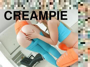 Threesome creampie scene with Tiffany Doll and Jemma Valentine by All Internal