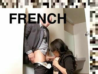 Marvelous breasty French mom giving a great blow job