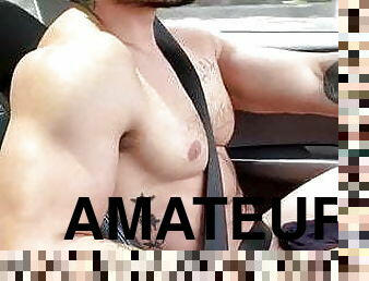 en-plein-air, public, amateur, gay, voiture, musclé