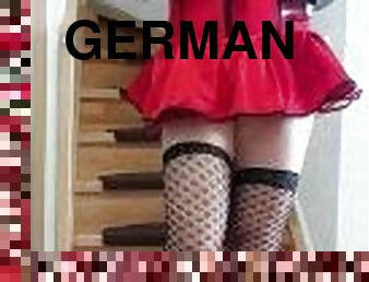 amatør, tysk, strømper-stockings, alene
