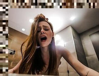 Fucked hard beautiful bitch neighbor in the bathroom