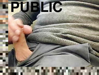 Jerking off my hard cock in public and cumming on the train