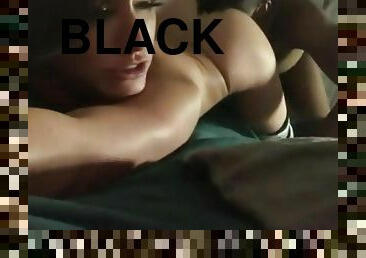 black haired beauty loves black cock