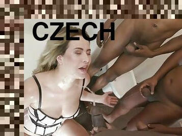 Czech Nymph BBC Queen Ravaged by 4 African Studs