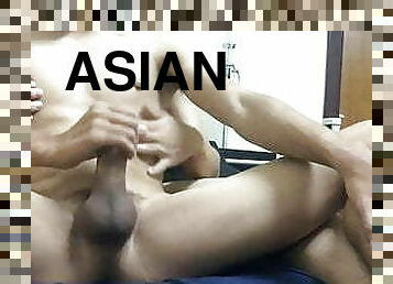 Latino boy masturbate his asian friend and help him cum