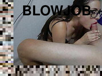 Sensual Closeup Blowjob from Horny Brunette