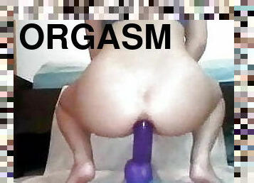 gigantisk, orgasm, amatör, anal, hemmagjord, ritt, dildo