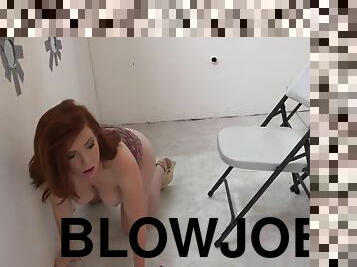 Sucking gloryhole redhead