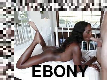 Gorgeous ebony Ana Foxx takes a huge white dick