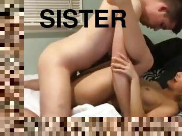 Real sister fucked slowly but harder cumshot in pussy