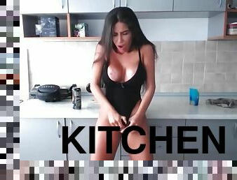 Kitchen with a nasty brunette